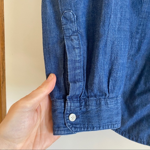 LOFT The Softened Shirt Chambray Jean L - Picture 8 of 9